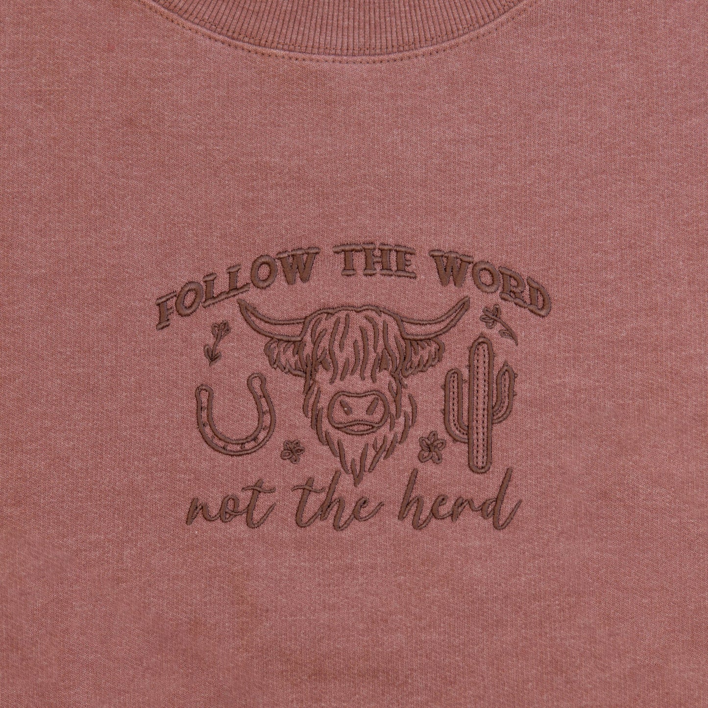Follow the Word Embroidered Crewneck Sweatshirt