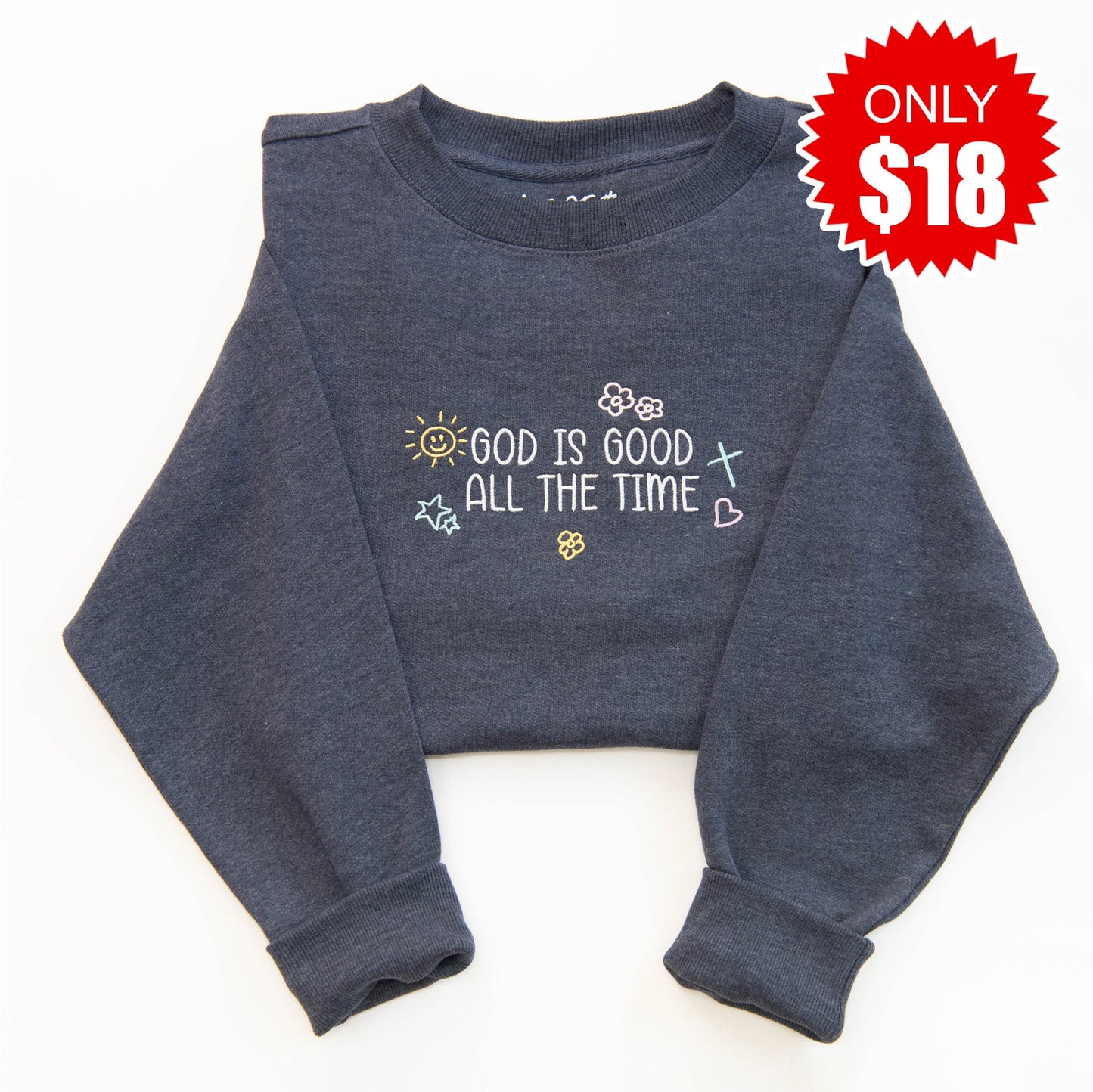 God is Good Embroidered Crewneck Sweatshirt - 18