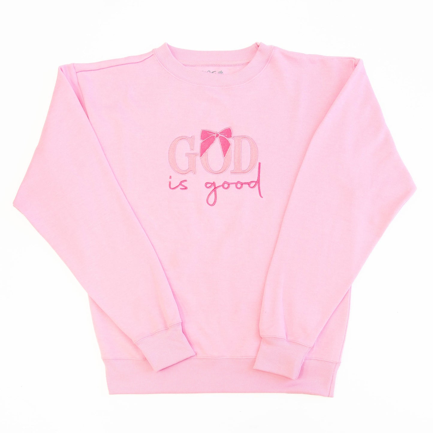 God is Good Bow Embroidered Crewneck Sweatshirt