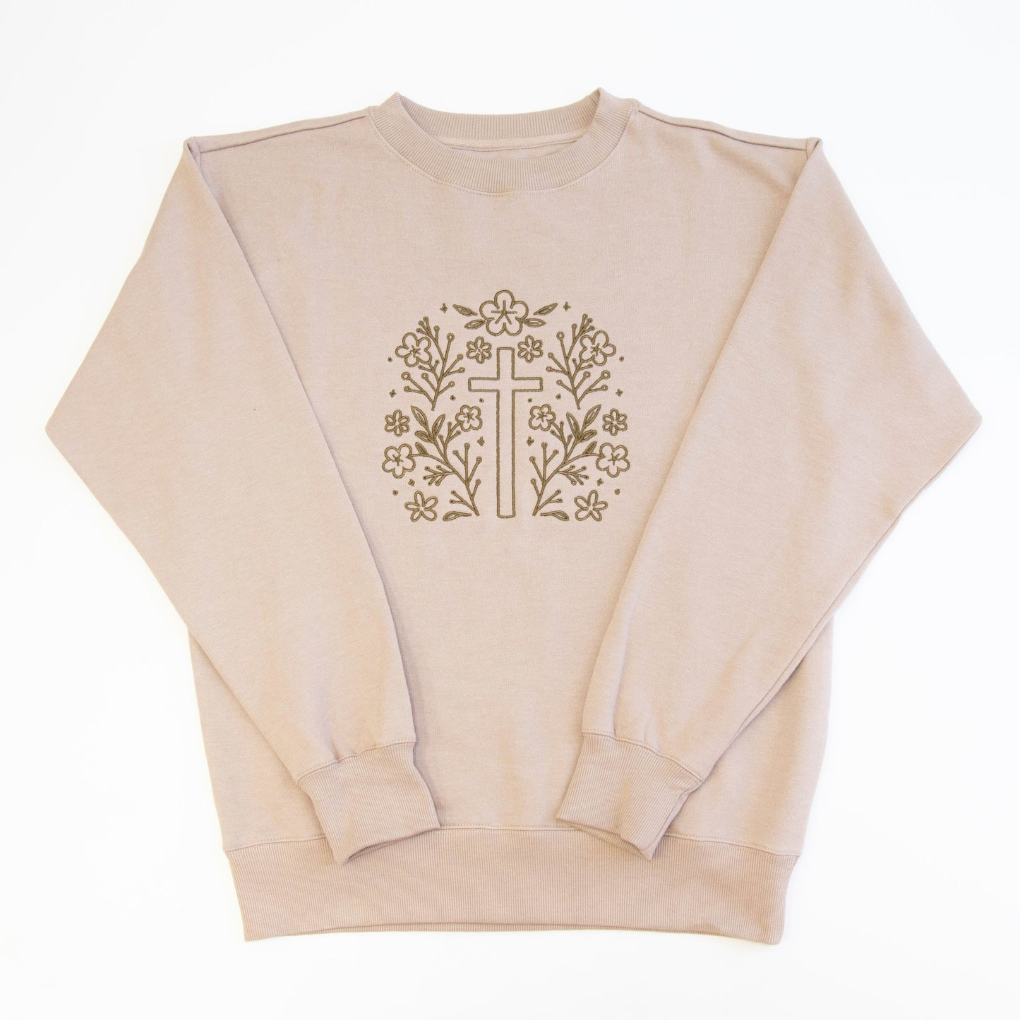 Cross Embroidered Crewneck Sweatshirt