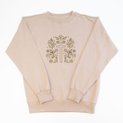 Cross Embroidered Crewneck Sweatshirt