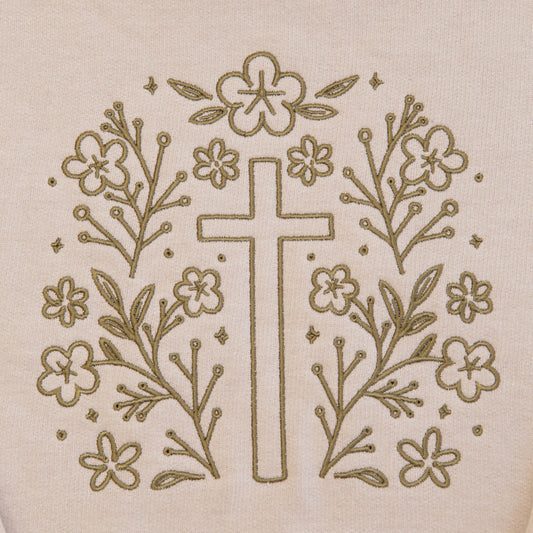 Cross Embroidered Crewneck Sweatshirt