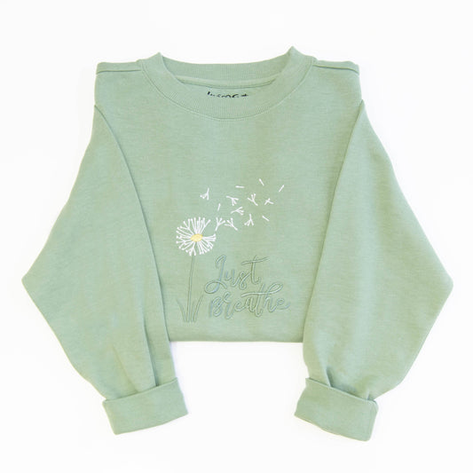 Just Breathe Embroidered Crewneck Sweatshirt