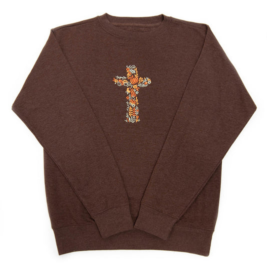 Embroidered Fall Cross Sweatshirt