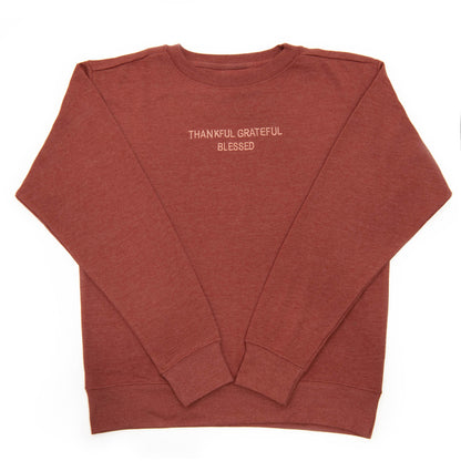 Embroidered Thankful Grateful Blessed Sweatshirt