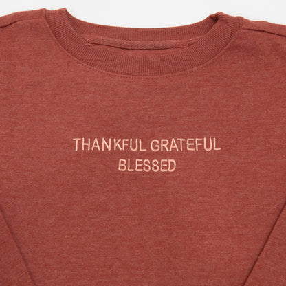 Embroidered Thankful Grateful Blessed Sweatshirt - 5