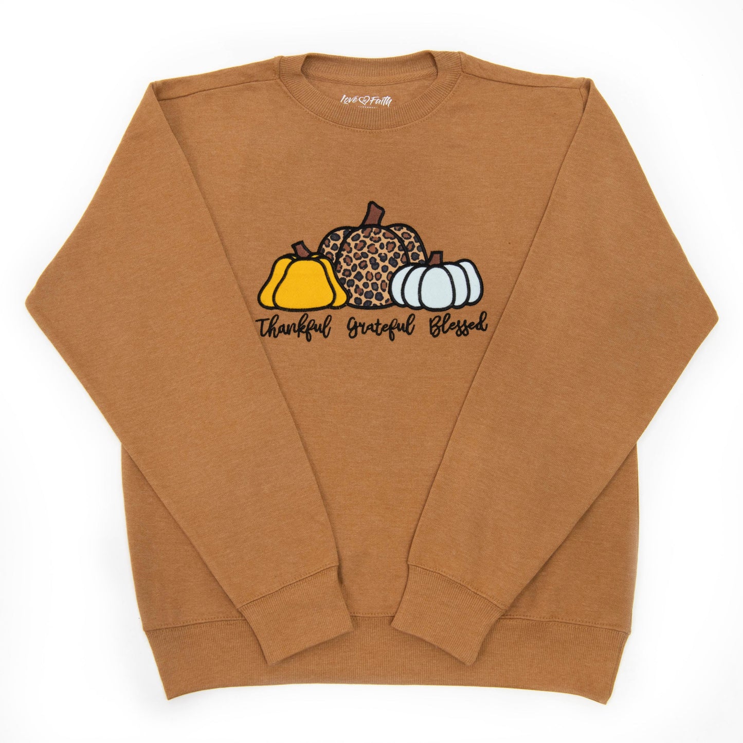 Embellished Thankful Grateful Blessed Pumpkins Sweatshirt