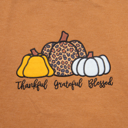 Embellished Thankful Grateful Blessed Pumpkins Sweatshirt