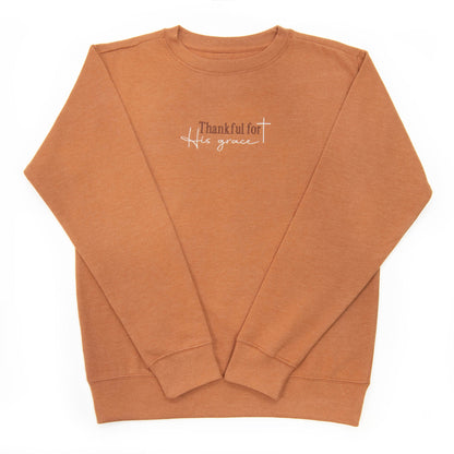 Embroidered Thankful For His Grace Sweatshirt