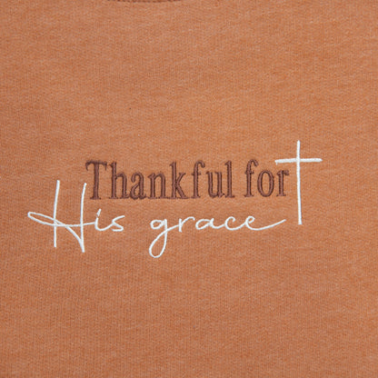Embroidered Thankful For His Grace Sweatshirt