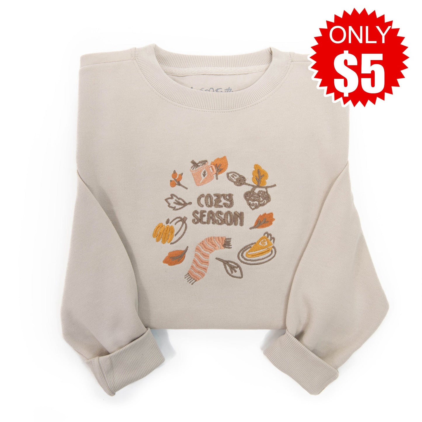 Embroidered Cozy Season Sweatshirt - 5