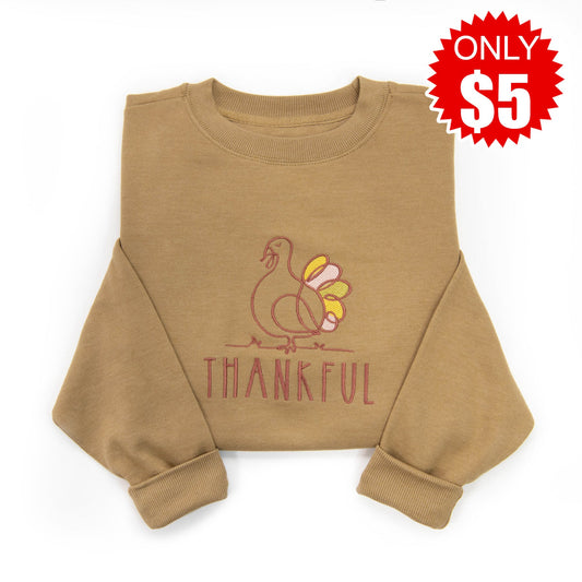 Embroidered Thankful Turkey Sweatshirt - 5