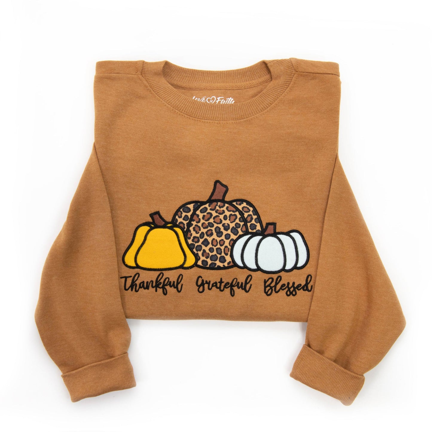 Embellished Thankful Grateful Blessed Pumpkins Sweatshirt