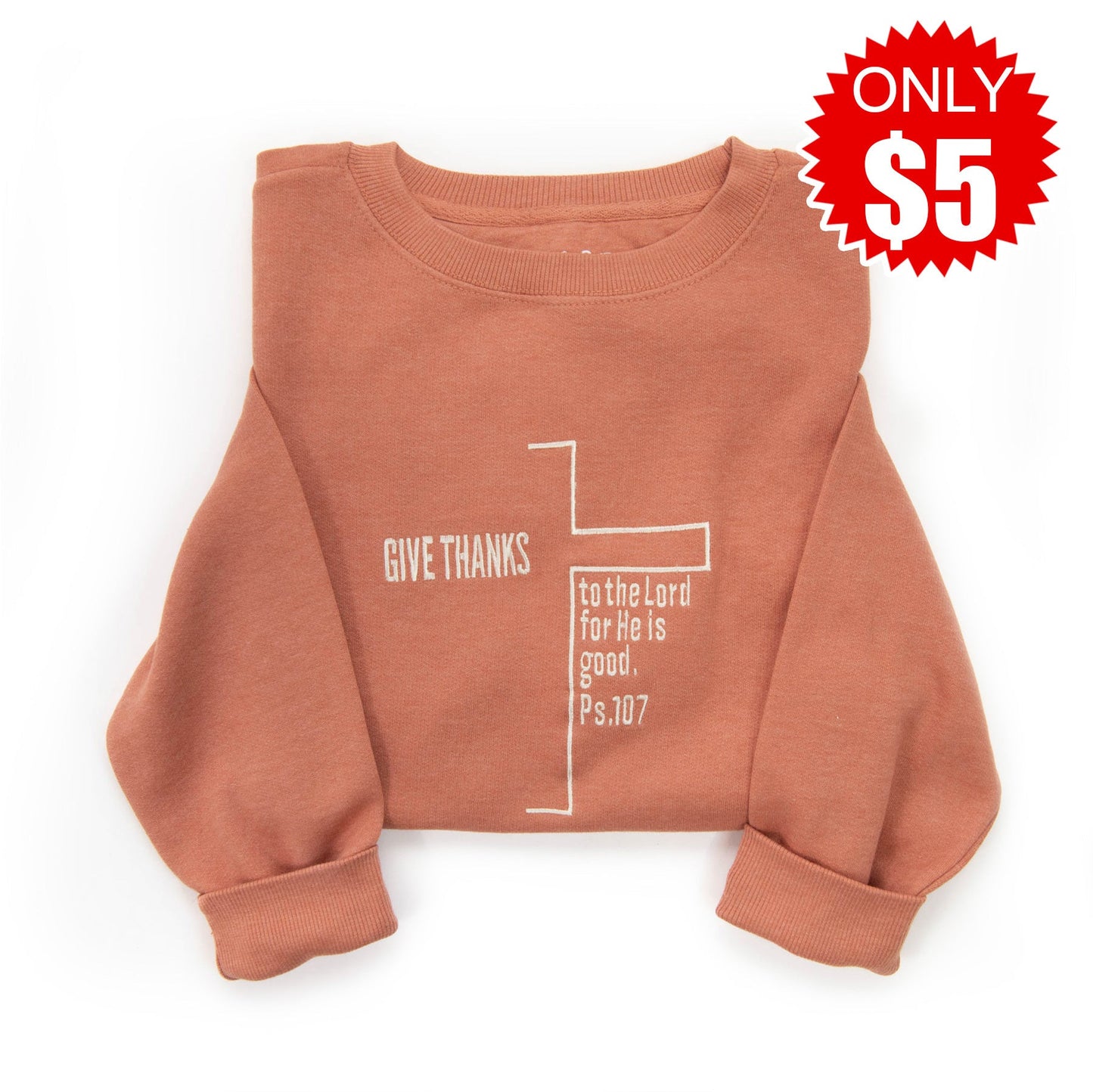 Embroidered Give Thanks Cross Sweatshirt - 5