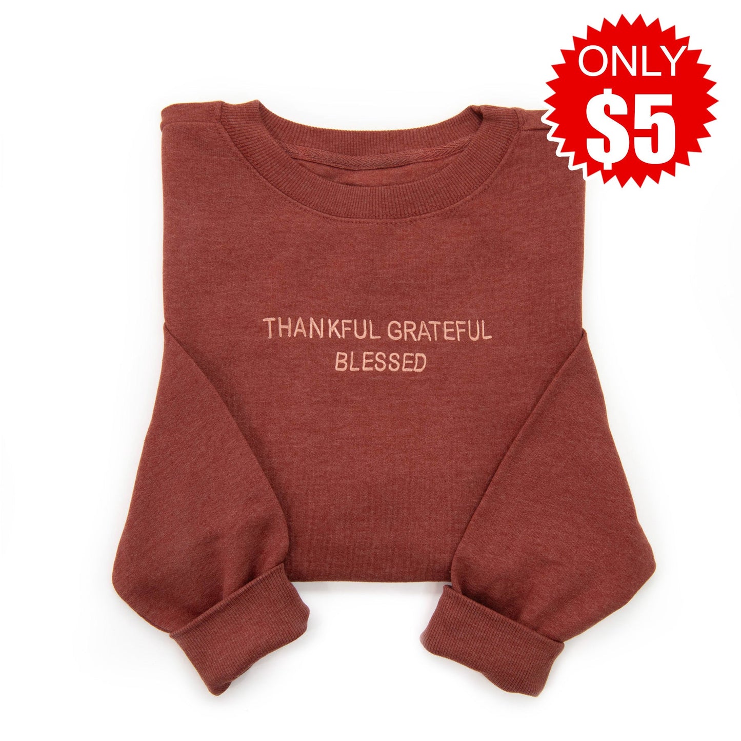 Embroidered Thankful Grateful Blessed Sweatshirt - 5