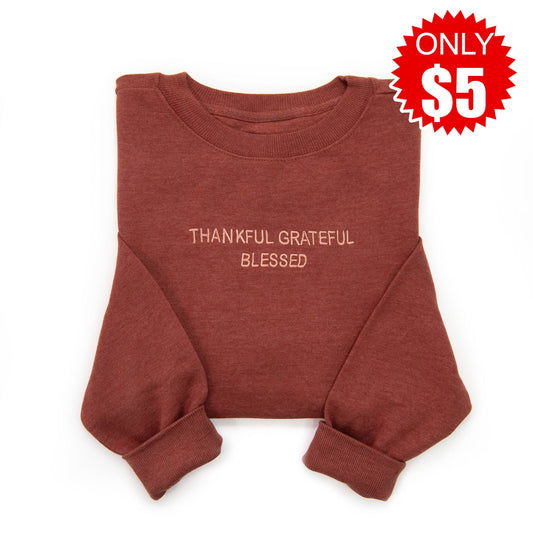 Embroidered Thankful Grateful Blessed Sweatshirt - 5
