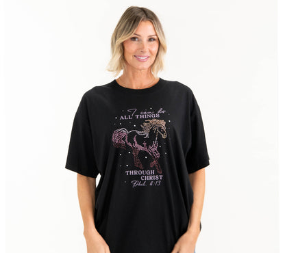 I Can Do All Things Rhinestone Oversized Tee