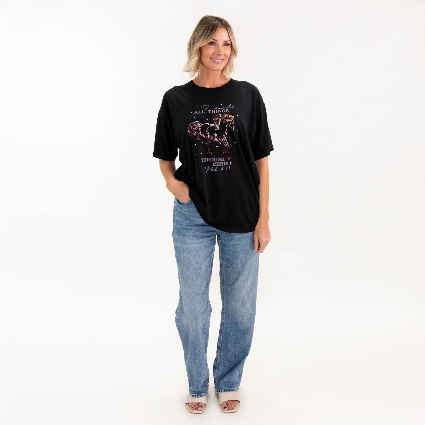 I Can Do All Things Rhinestone Oversized Tee