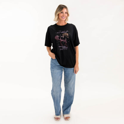 I Can Do All Things Rhinestone Oversized Tee