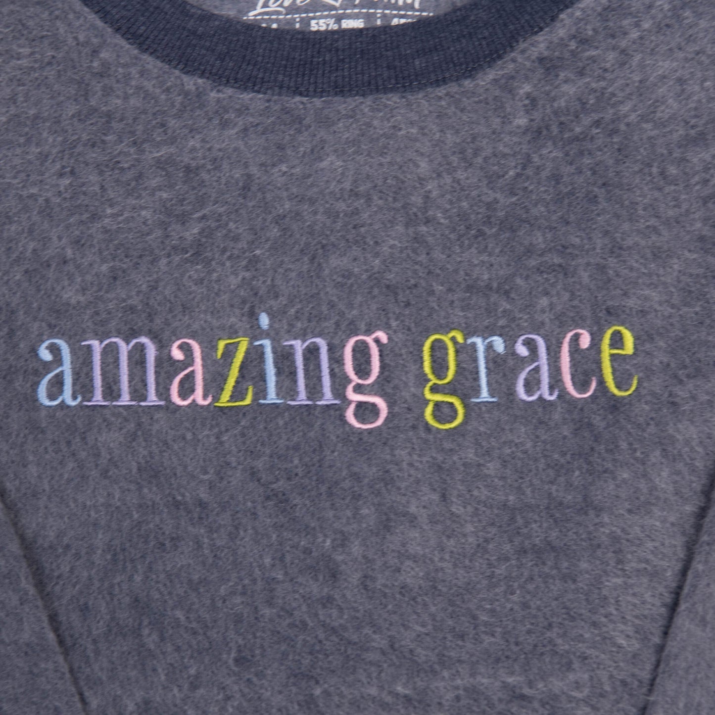 Fuzzy Embroidered Amazing Grace Sweatshirt