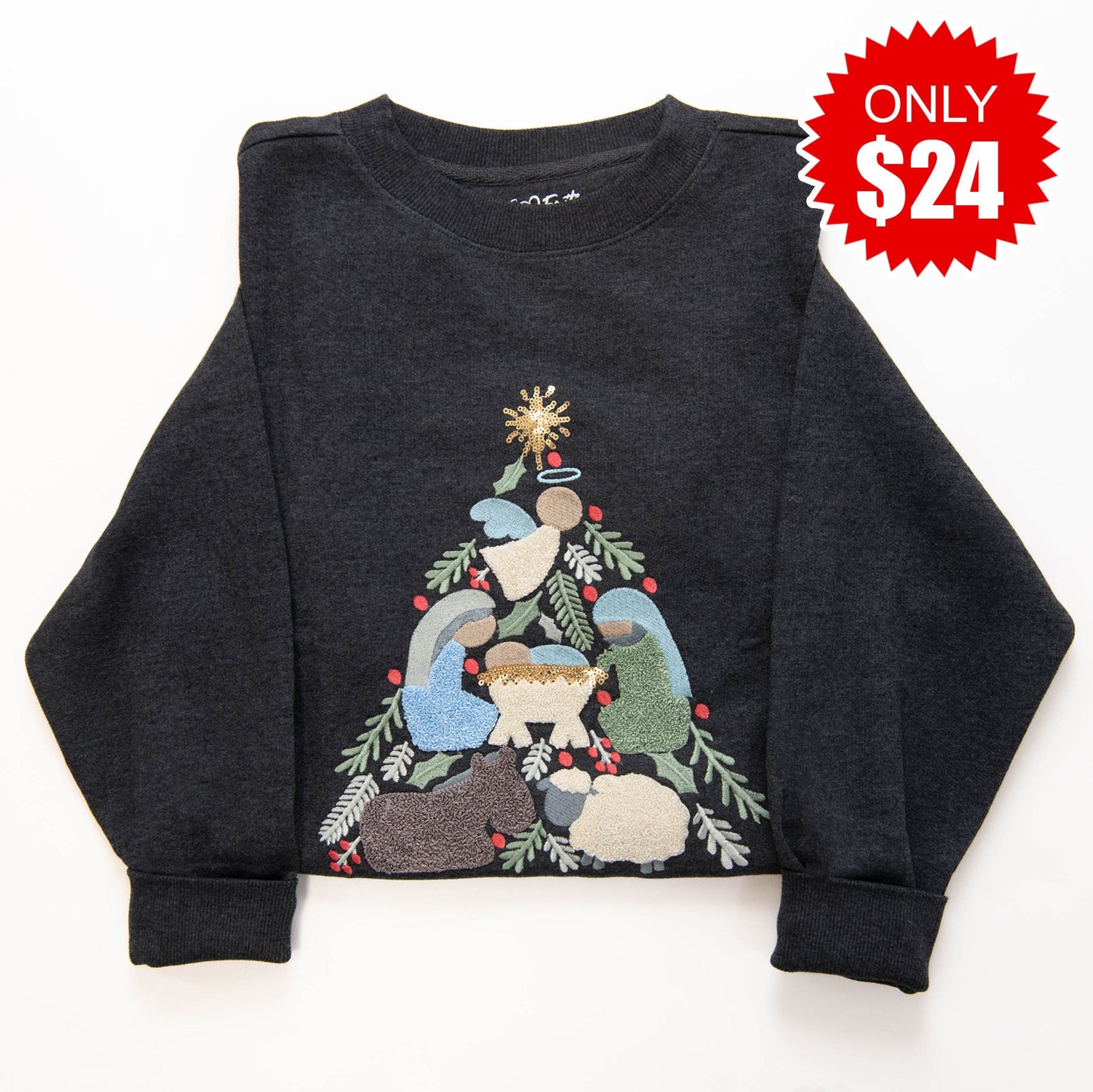 Embellished Nativity Tree Sweatshirt - 24