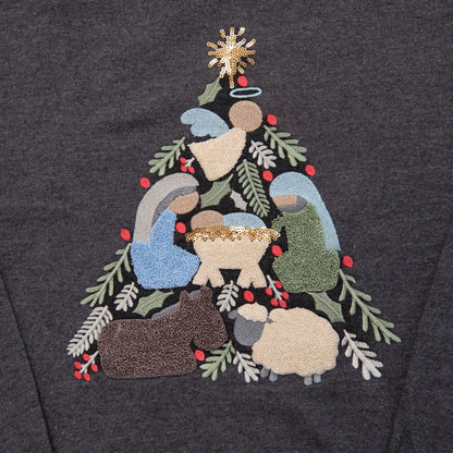 Embellished Nativity Tree Sweatshirt - 24