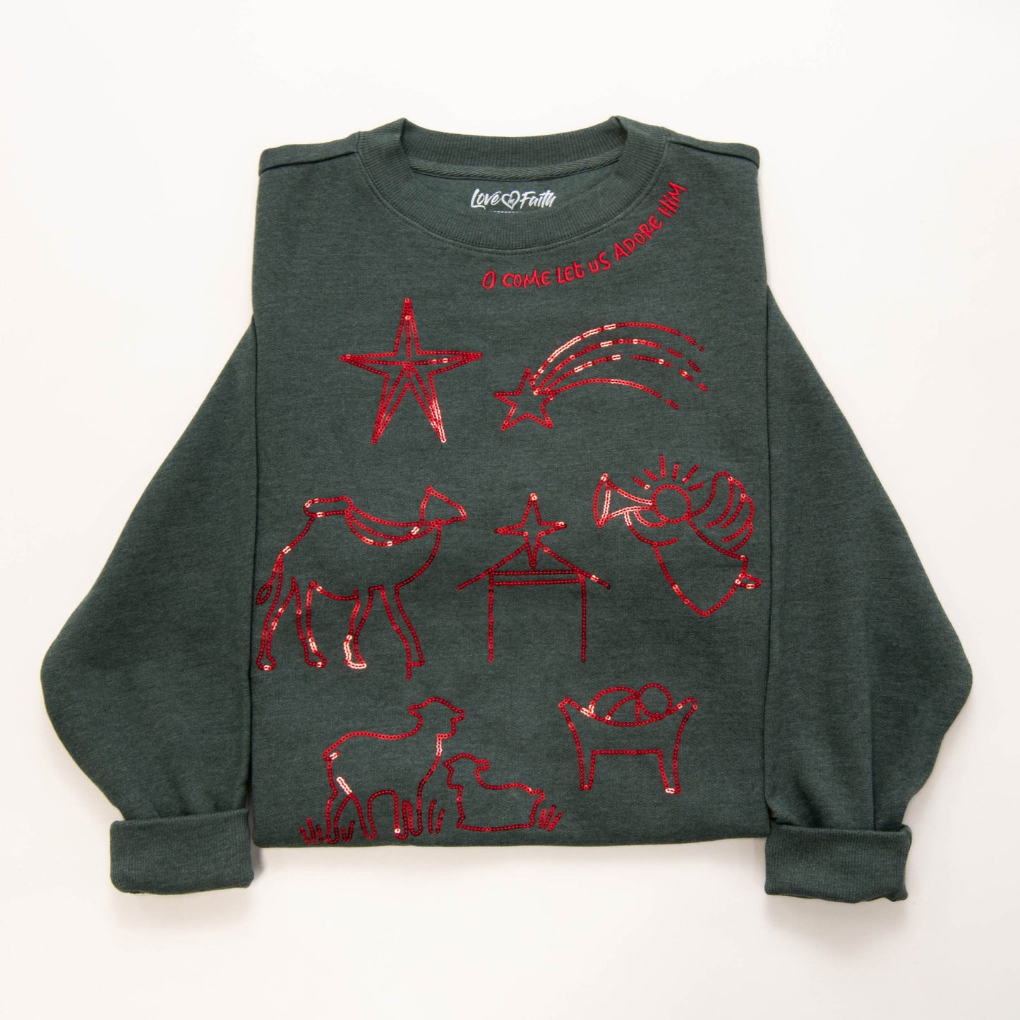 Embellished O Come Let Us Adore Him Sweatshirt