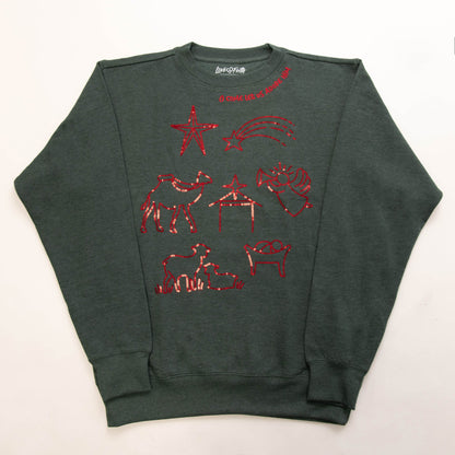 Embellished O Come Let Us Adore Him Sweatshirt