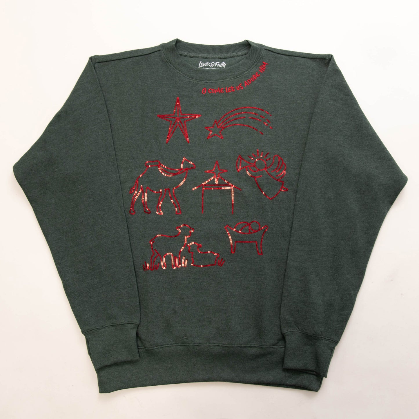 Embellished O come Let Us Adore Him Sweatshirt - 24