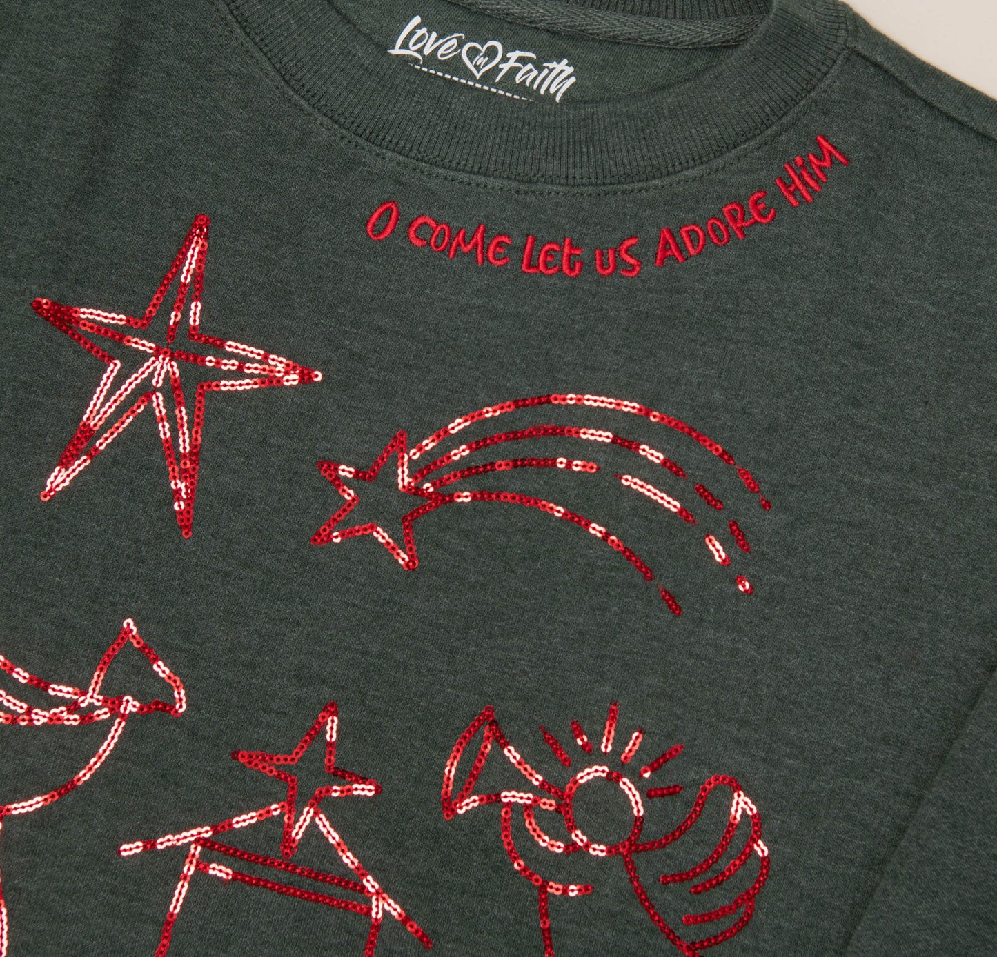 Embellished O Come Let Us Adore Him Sweatshirt
