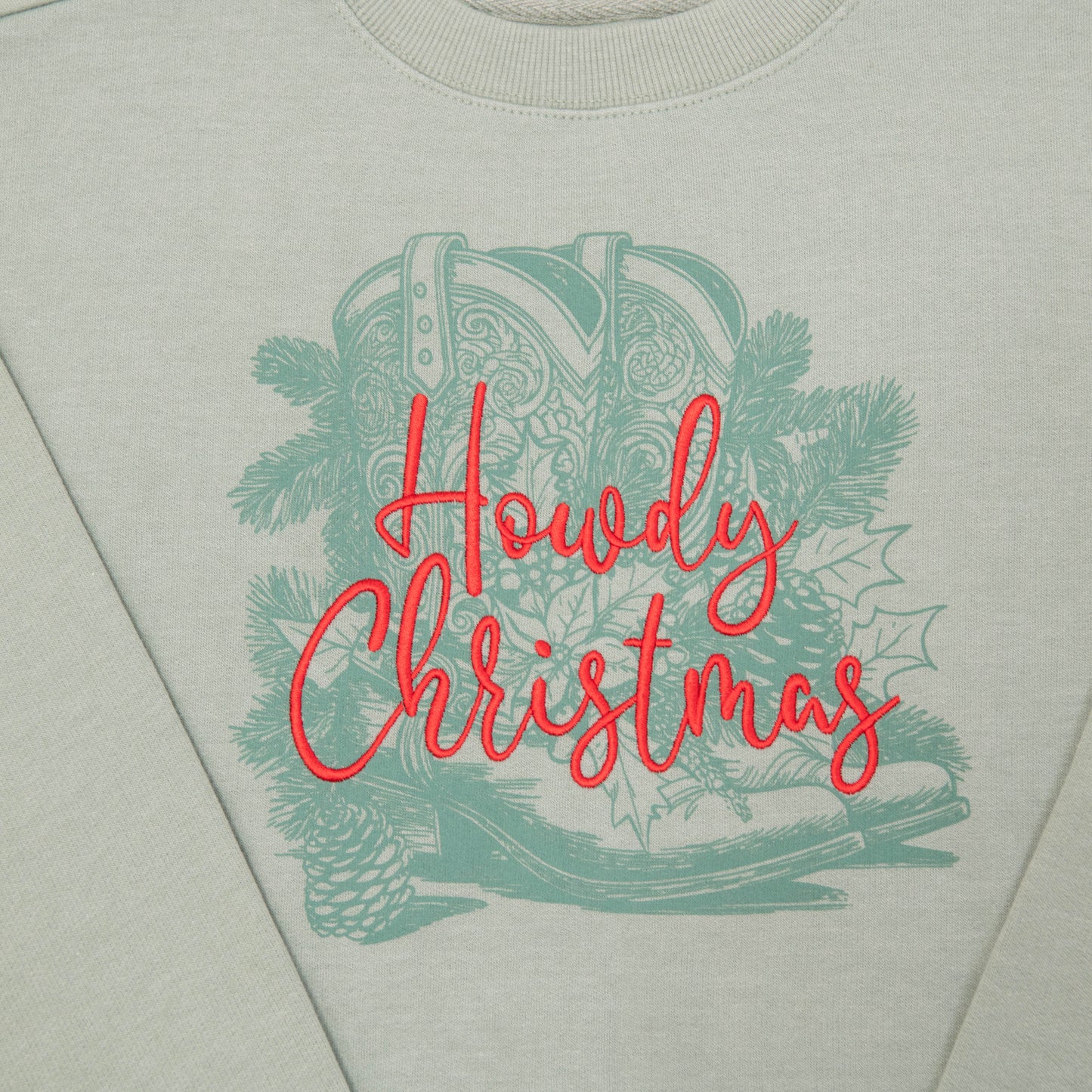 Howdy Christmas Embroidered Crewneck Sweatshirt