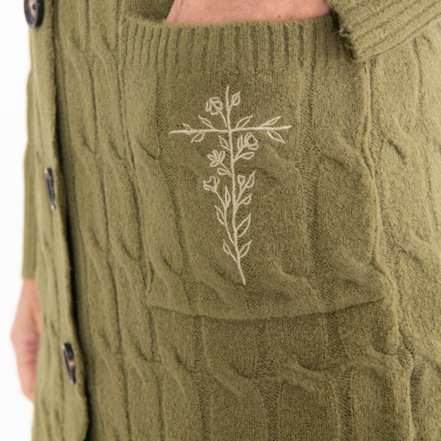 Floral Cross Cable Knit Cardigan