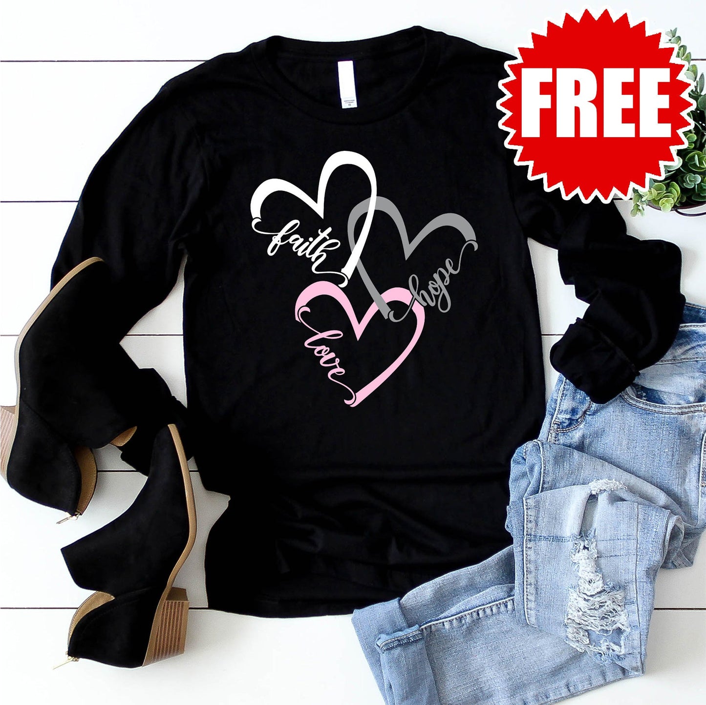 Faith Hope Love Hearts Long Sleeve - 0