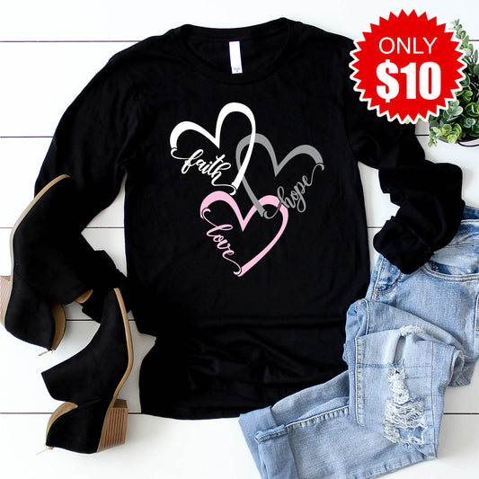 Faith Hope Love Hearts Long Sleeve - 10