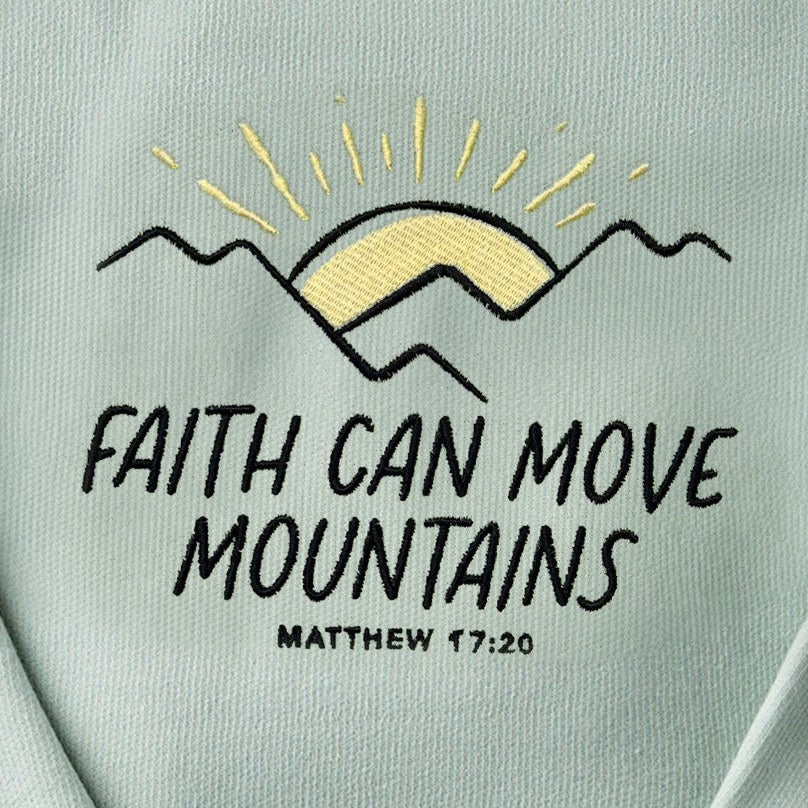 Faith Can Move Mountains Embroidered Crewneck Sweatshirt