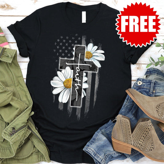 Faith Flag Daisy Tee - 0
