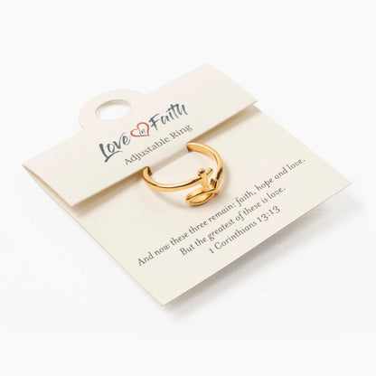 Fish and Cross Gold Plated Brass Ring