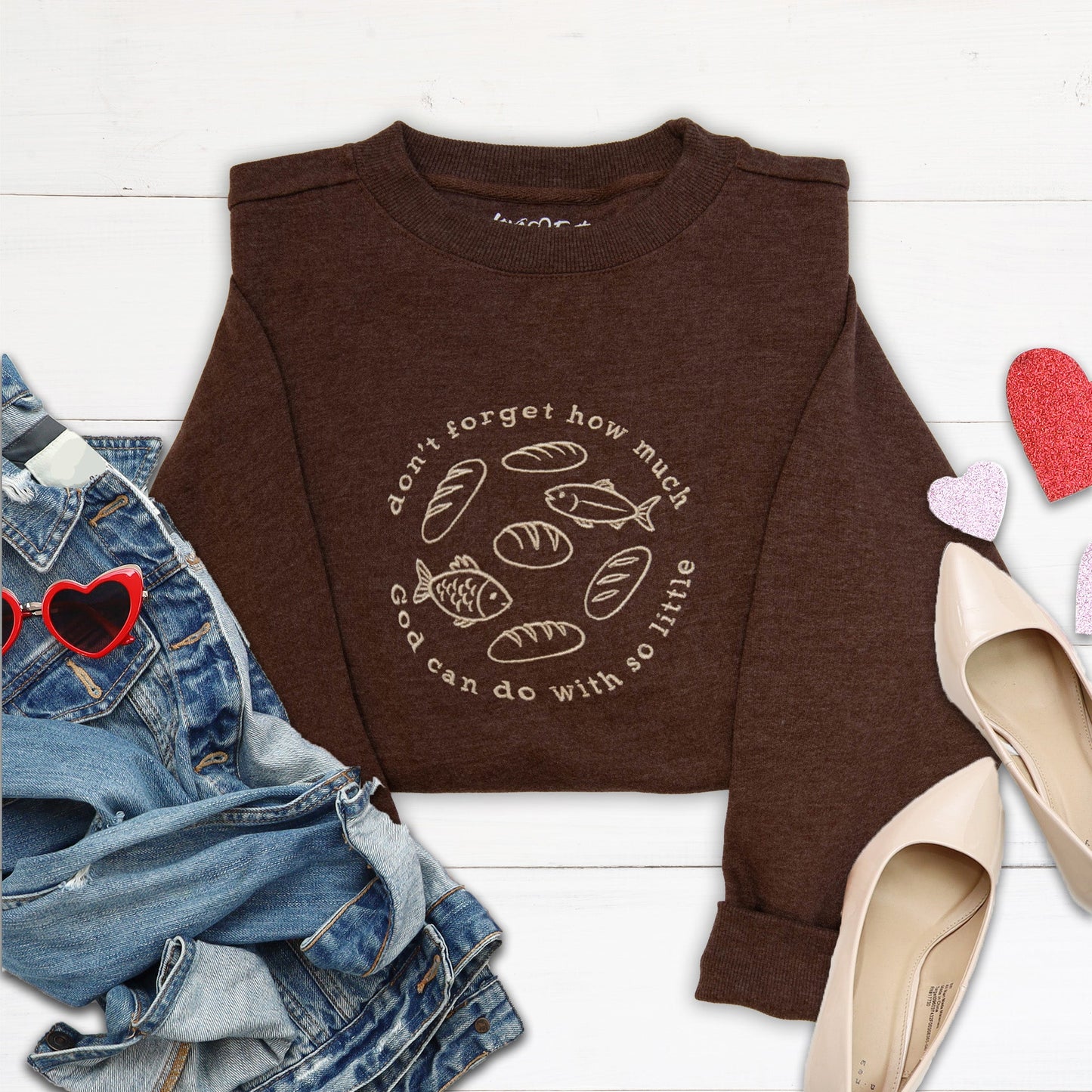 Fishes and Loaves Embroidered Crewneck Sweatshirt