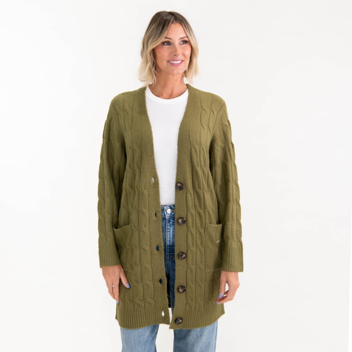 Floral Cross Cable Knit Cardigan