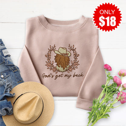 Embroidered God's Got My Back Sweatshirt - 18