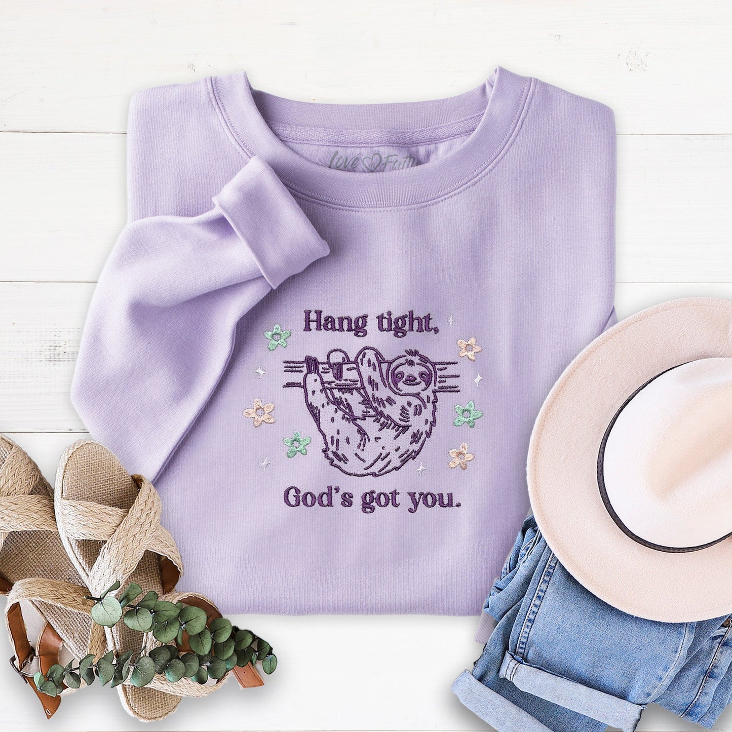 God's Got You Embroidered Crewneck Sweatshirt