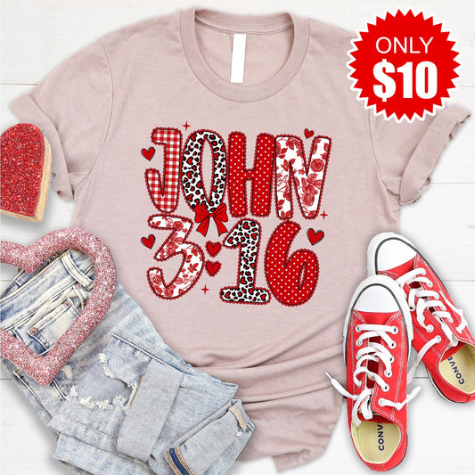 John 3:16 Tee - Heather Pink Gravel - 10