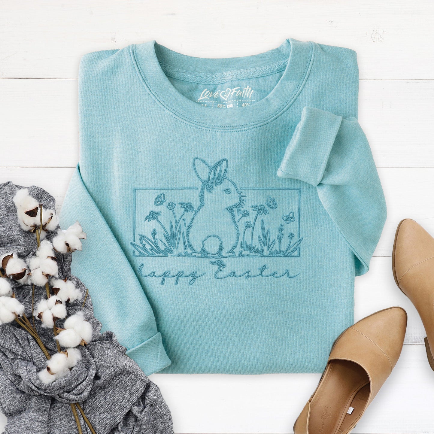 Embroidered Happy Easter Sweatshirt