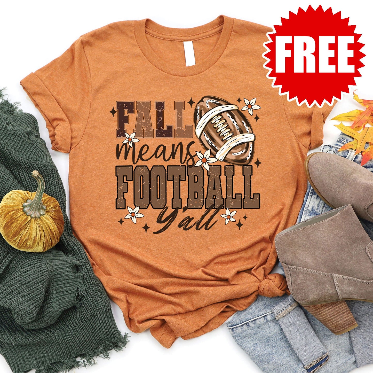 Fall Means Football Tee - Heather Autumn - 0