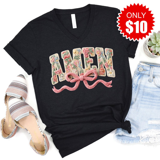Amen V-Neck - Heather Black - 10