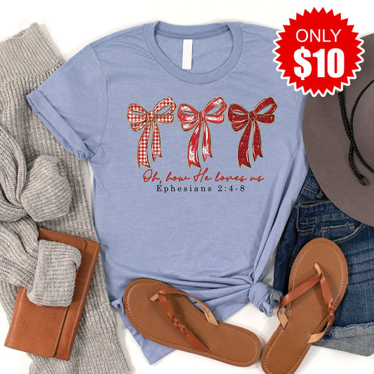 How He Loves Us Tee - Heather Blue - 10