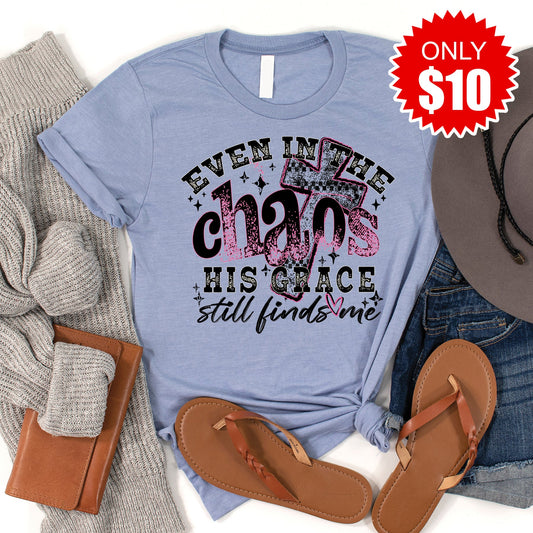 His Grace Still Finds Me Tee - Heather Blue - 10