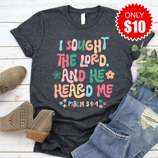 He Heard Me Tee - Heather Charcoal - 10