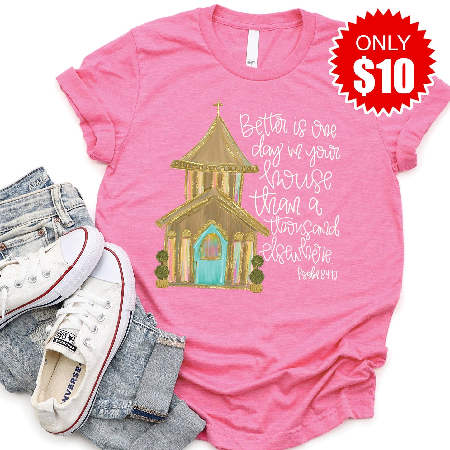 Church Tee - Heather Charity Pink - 10