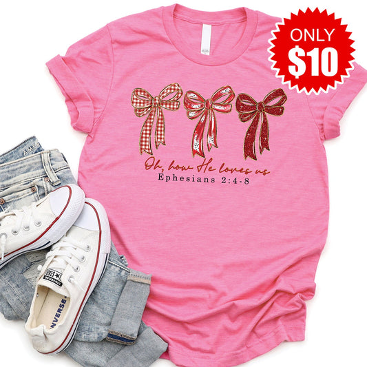 How He Loves Us Tee - Heather Charity Pink - 10